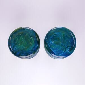 GLASSWEAR STUDIOS Chaos Ocean Blue and Green 1/2" 13mm Double Flared Plugs